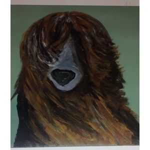 Afghan hound dog pet hand painted 12 x 12 inch approx. On plywood on sale